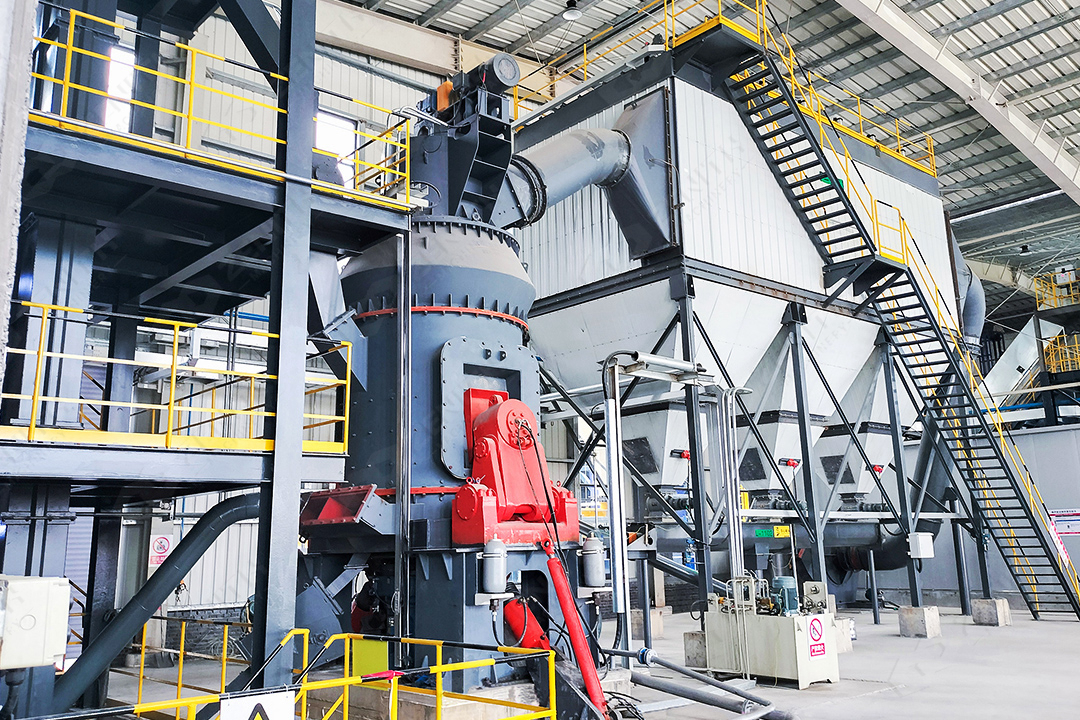 Close-up cross-sectional view of an LM Vertical Grinding Mill in operation, showing material flow, grinding rollers, and classification zone.