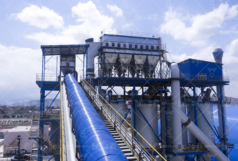Zenith LM Vertical Grinding Mill in an industrial setting, showing its compact vertical structure.