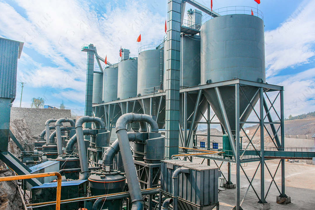 Modern PLC control panel with touchscreen interface for monitoring the complete grinding plant.