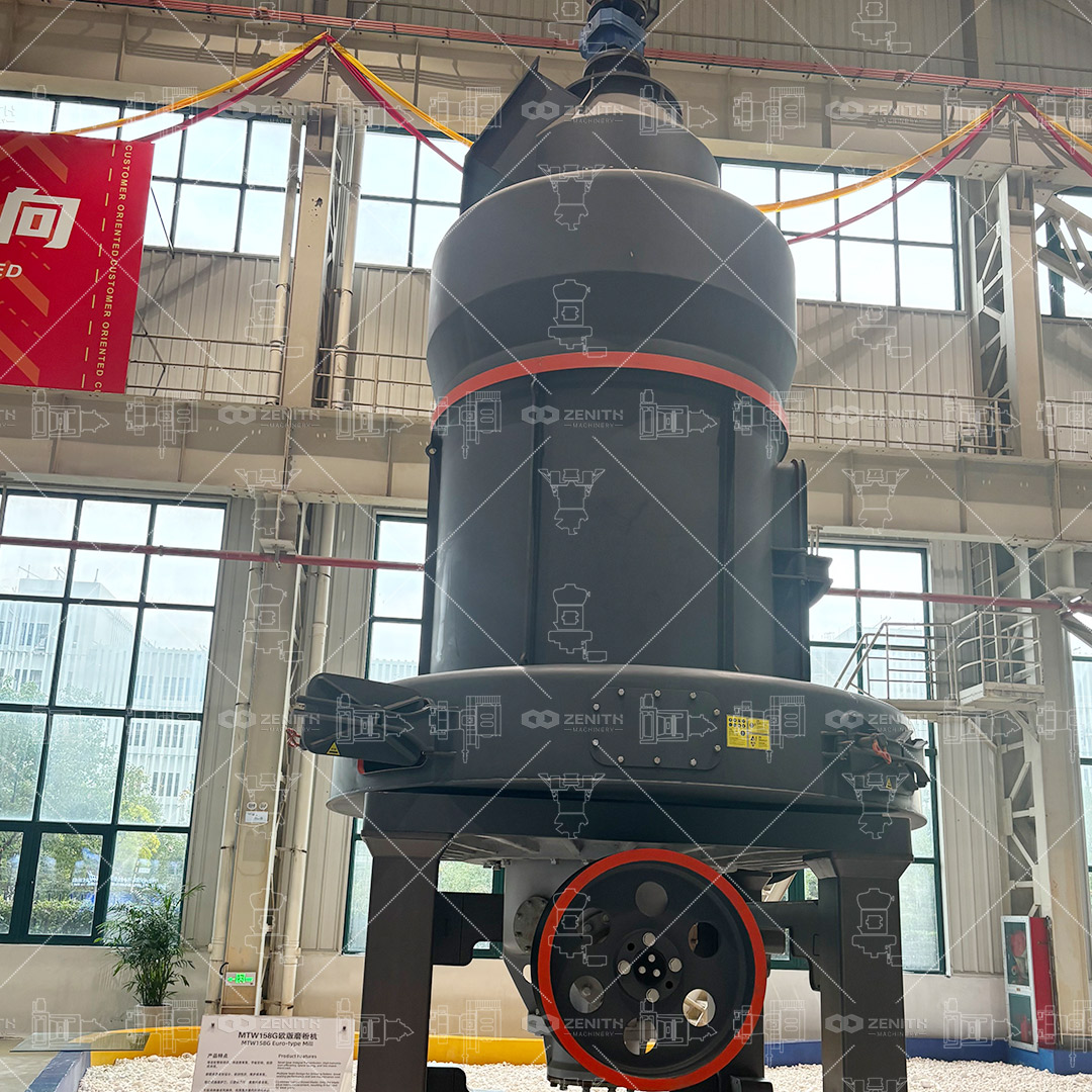 Finished gypsum powder being automatically bagged at the end of the production line.