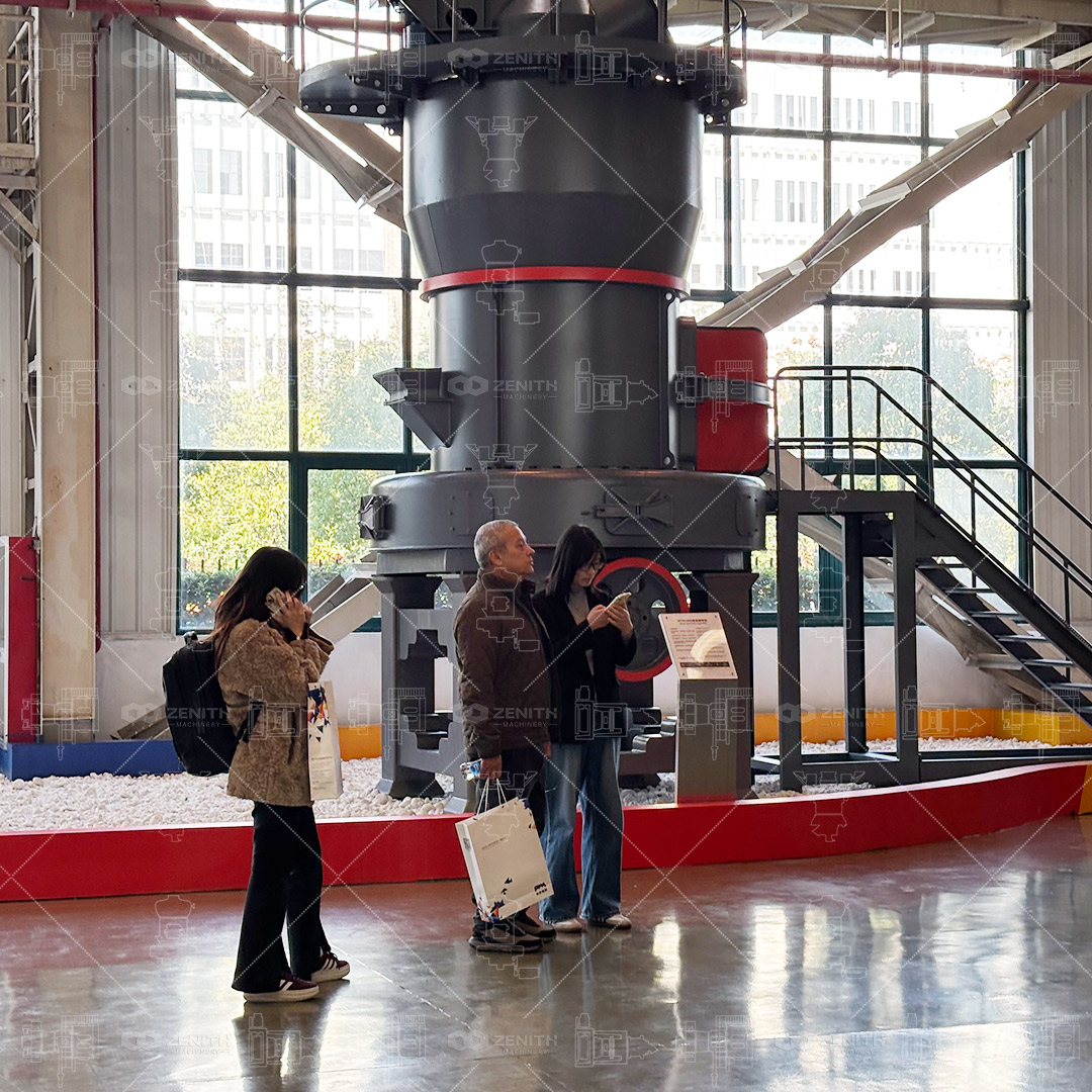 Layout of five MTW grinding mills processing white marble, calcite, and limestone in an Uzbekistan paint factory