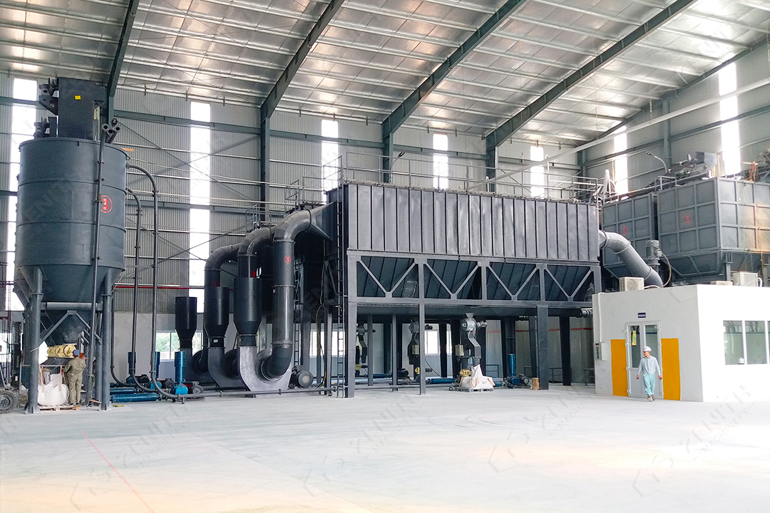 Close-up of the XZM1250 classifier rotor with VFD control, enabling precise adjustment for 2100 mesh fluorspar.